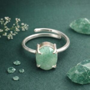 Green Aventurine Diamond Cut Ring