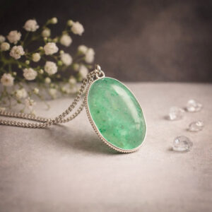 Green Aventurine Oval Shape Frame Pendant