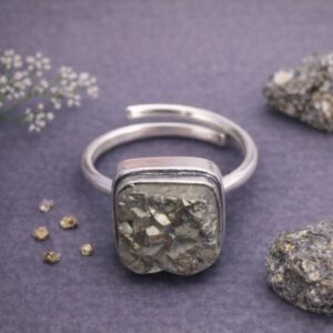 Golden Pyrite Raw Stone Ring