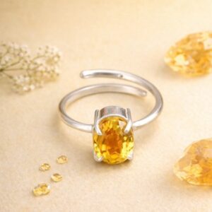 Citrine Diamond Cut Ring