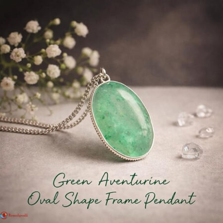 Green Aventurine Oval Shape Frame Pendant