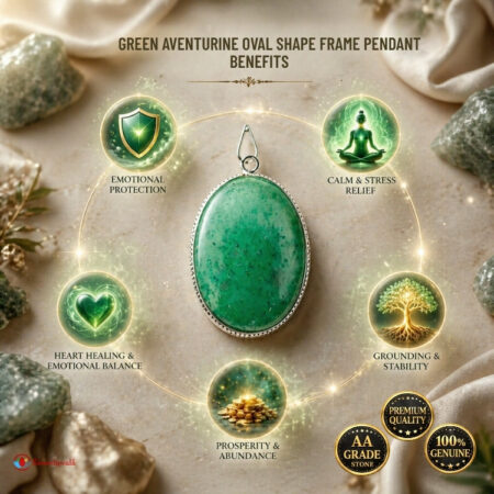 Green Aventurine Oval Shape Frame Pendant