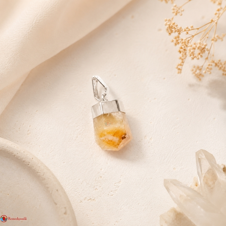Natural Citrine Pencil Pendant