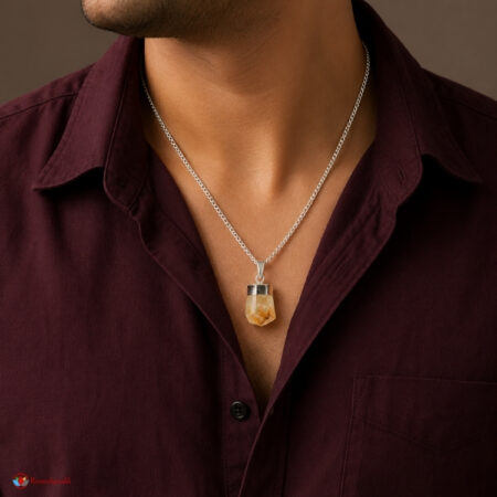 Natural Citrine Pencil Cap Pendant