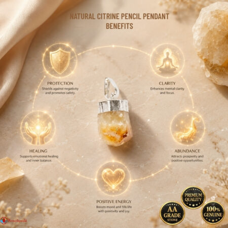 Natural Citrine Pencil Cap Pendant