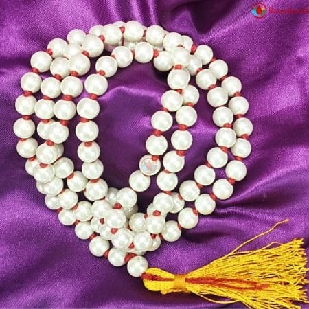 White Pearl Jaap Mala 8mm(Moti mala)