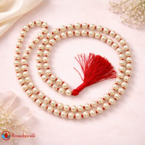 White Pearl Jaap Mala 8mm(Moti mala)