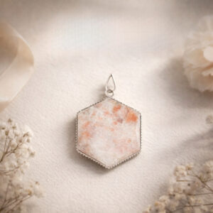 Sunstone David Star Shape Frame Pendant