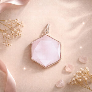 Rose Quartz David Star Shape Frame Pendant