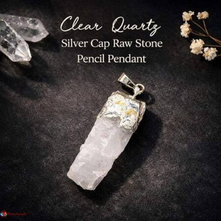 Clear Quartz Silver Cap Raw Stone Pendant