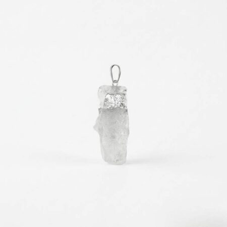 Clear Quartz Silver Cap Raw Stone Pendant
