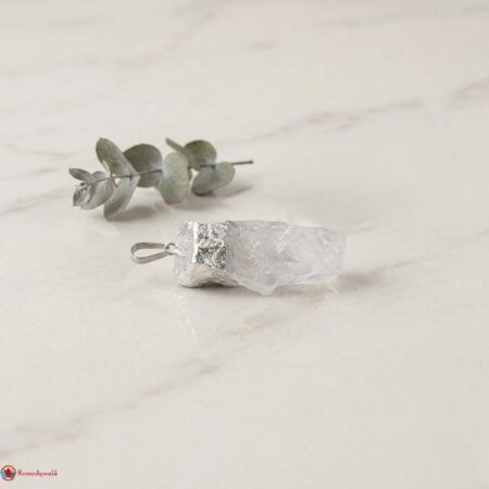 Clear Quartz Silver Cap Raw Stone Pendant