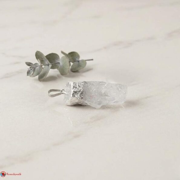 Clear Quartz Silver Cap Raw Stone Pendant