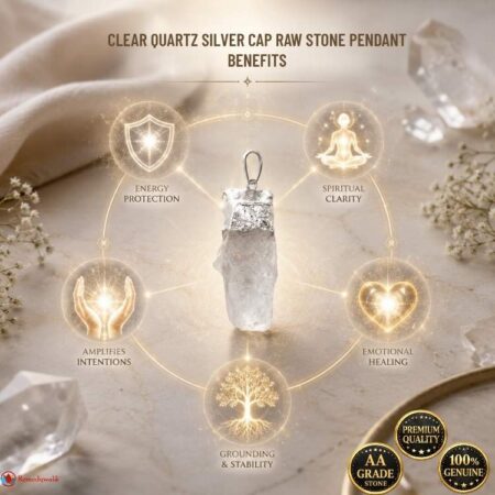 Clear Quartz Silver Cap Raw Stone Pendant