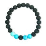Black Lava Stone and Turquoise crystal Bracelet