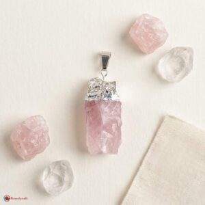 Rose Quartz Silver Cap Raw Stone Pendant