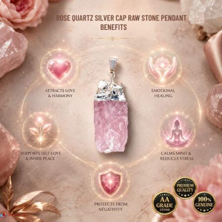 Rose Quartz Silver Cap Raw Stone Pendant