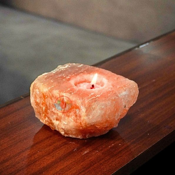 Natural Cube Orange Selenite Candle Holder