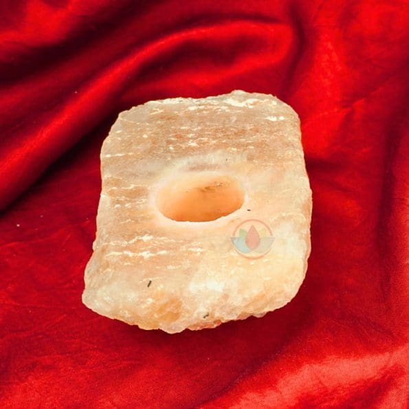Natural Cube Orange Selenite Candle Holder