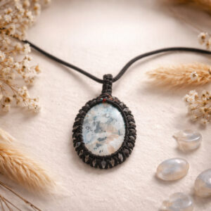 Rainbow Moonstone Macrame Pendant