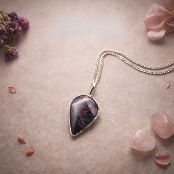 Amethyst Badam Shape Frame Pendant