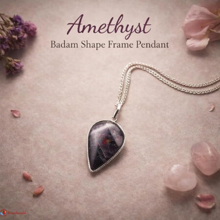 Amethyst Badam Shape Frame Pendant