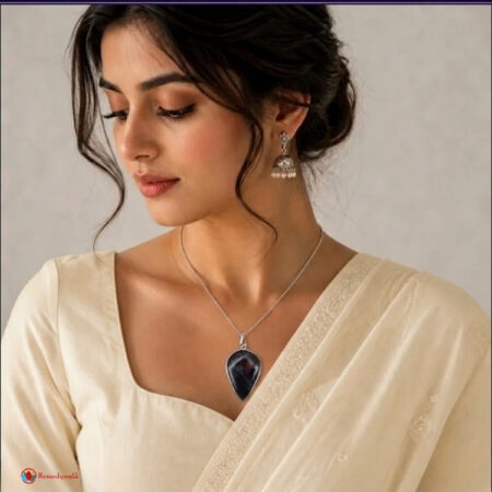 Amethyst Badam Shape Frame Pendant