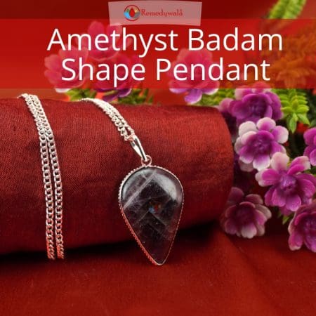 Amethyst Badam Shape Frame Pendant
