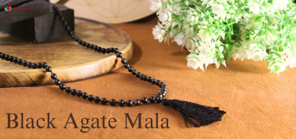 Black Agate Mala Matt Finish
