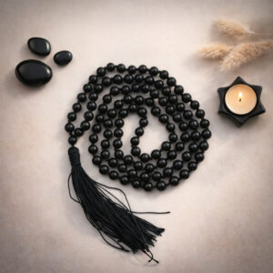Black Agate Mala 6mm Matte Finish