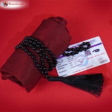 black agate mala matt finish- 6mm