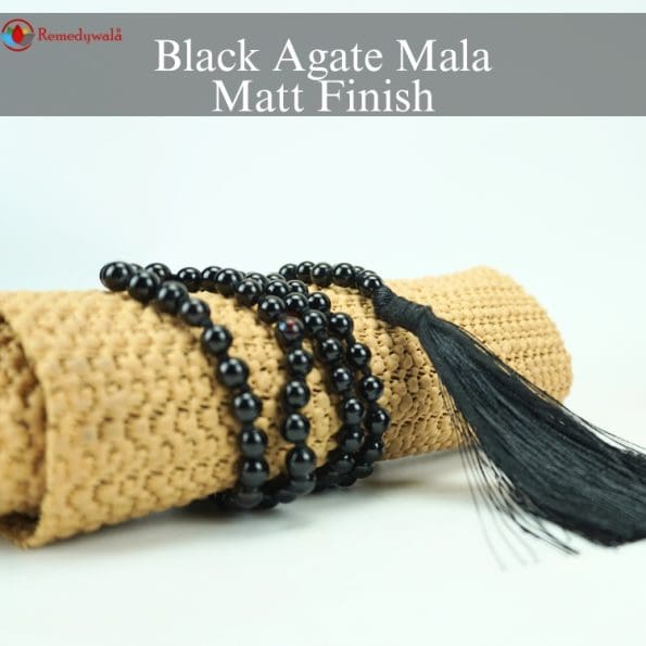 black agate mala matt finish- 6mm