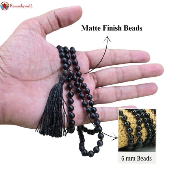 black agate mala matt finish- 6mm
