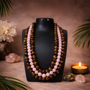 Tiger Eye And Rose Quartz Combination Necklace