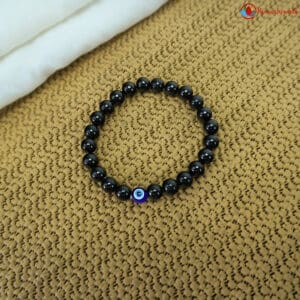 Black Tourmaline With Evil Eye Charm Bracelet