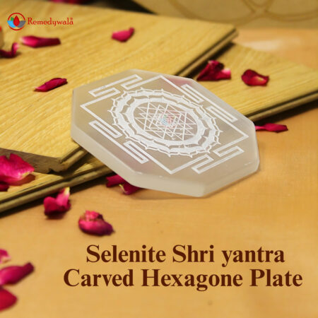 Selenite Shri Yantra Hexagon Plate