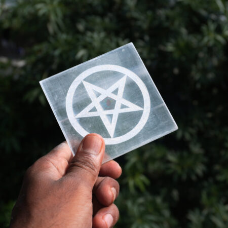 Selenite Star Carved Plate