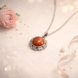 Red Goldstone Flower Frame Pendant