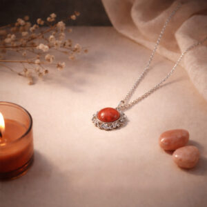 Red Jasper Flower Frame Pendant