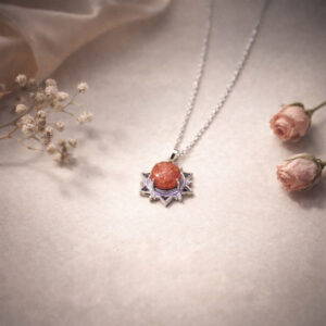 Red Goldstone Star Frame Pendant