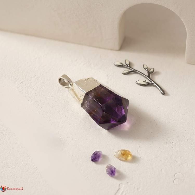 Amethyst Silver Cap Pendant