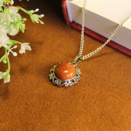 Red Goldstone Flower Frame Pendant