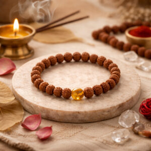 5 Mukhi Rudraksha Bracelet With Citrine Bead