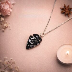 Black Onyx Raw Stone Wire Wrapped Pendant
