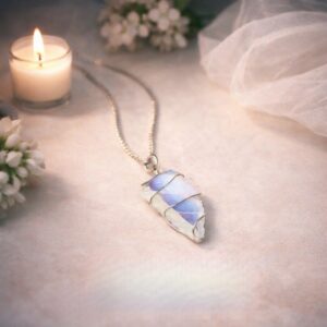 Opalite Raw Stone Wire Wrapped Pendant