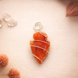 Carnelian Raw Stone Wire Wrapped Pendant