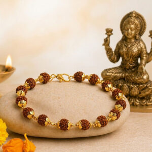 Gold Plated Rudraksha Bracelet(Golden Cap)