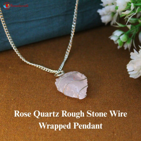 Rose Quartz Raw Stone Wire Wrapped Pendant