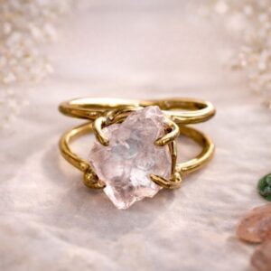 Rose Quartz Raw Stone Ring