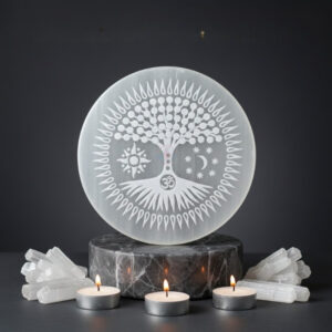 Selenite Tree Chakra Carved Plate